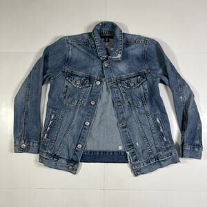 Lucky Brand Jean Jacket Womens Size S/P Tomboy Trucker Style Blue Denim Cotton